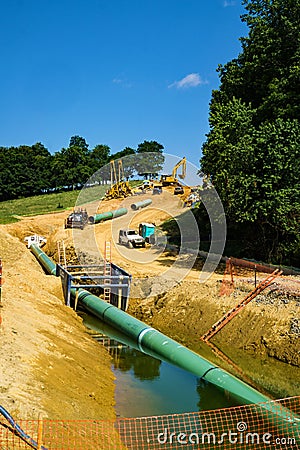 Vertical View of Mountain Valley Pipeline, Bent Mountain, Virginia, USA Editorial Stock Photo